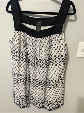 Alfani Black and White Embroidered Sleeveless Dress